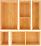 Bamboo Drawer Organizer,5 PCS Silverware Organizer & Kitchen Organizers and Storage,Utensil Drawer Organizer With Removable Dividers for Kitchen,Utensils,Bathroom,Office,Makeup(Natural) by Bxngjuj