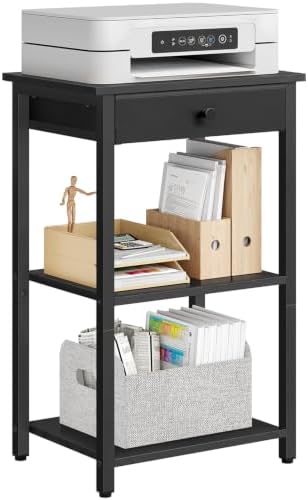 Gewudraw 3-Tier Printer Table for Home Office, Living Room, Bedroom, Black by Gewudraw