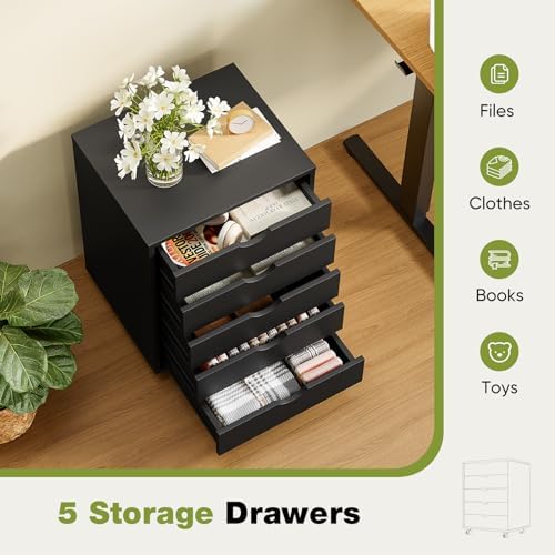 Sweetcrispy 5 Drawer Wooden Dresser, Storage Cabinets, Room Organization - Image 5