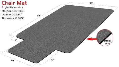 Rhino Mats, Rhino Hide Chair Mat (Lip Option), Office Computer Chair Mat for Hardwood, Tile, Laminate, Concrete and Vinyl Floors, Anti-Slip (Brown, 36"x48"-Lip2010) - Image 5
