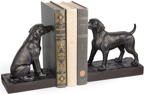 Decorative Bookends for Shelves, Labrador Dog Book Ends for Heavy Books, Lab Dog Statues Bookends for Heavy Books with Anti-Slip Base Book Holders for Home Office Decor (Bronze) by MXARLTR