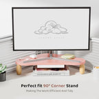 AFOOYO Monitor Stand Riser,Cloud-Shaped Sturdy Wood 16.5In Computer Monitor Riser Wirh Drawer, Multi-Purpose Desktop Organizer Riser for Computer,Laptop,Printer,TV,Pink - Image 4