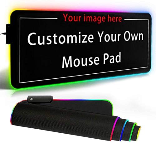 Personalized RGB LED Gaming Mouse Pad Make Your Own Customized Large Gaming Mousepad Custom Mouse Mat for Office Dorm Personalised Gifts Presents for Gaming Lovers, 31.5x11.8in by NsipanCustom