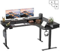 CubiCubi 63"x48" L Shaped Standing Desk with Drawers & Shelf, Modern Black by CubiCubi