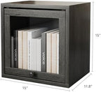 FUSUNBAO Magic DIY Cube Storage Organizer Stackable Cubes for Home Books Clothes Toy-Modular Cubby Storage System-Office Cubical-Bookcase Closet(French Oak, Glass Door Cube) - Image 3