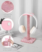 Pink Headphone Stand for Desk, Cute Rhinestone Bling Headset Holder - Image 3
