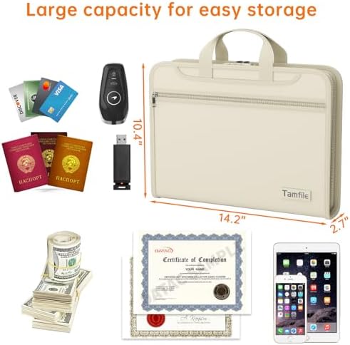 Tamfile Fireproof Accordion File Organizer with Lock, Document Organizer - Image 5