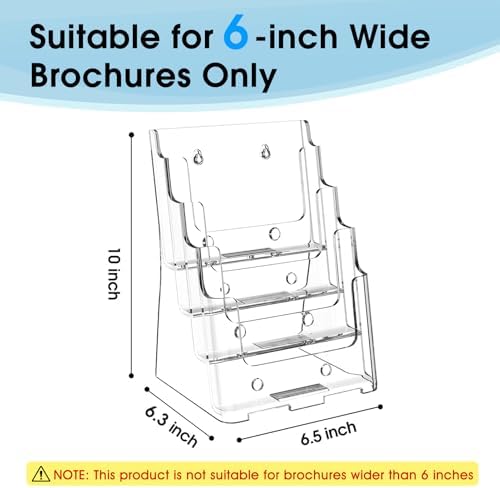 MaxGear Acrylic Brochure Holder 6"x9", 4 Tier, 2 Pack - Image 2