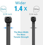 Zip Ties Heavy Duty 12 inch (1000 Pack), Double-sided Toothed, 85 lb, Delivering 1.7X Tensile Strength in the Same Specs, Black Cable Ties, Glufirm - Image 4