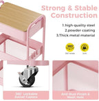 3-Tier Rolling Cart with Table Top, Metal Utility Cart on Wheels - Image 5