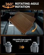 Car Desk for Laptop, 360° Rotation Cup Holder Table, Car Table & Car Food Tray for Tesla Model Y/3, F-150/Ram 1500/GMC Sierra 1500 & Most Vehicles, Car Accessories for Women & Men(Long Pole) - Image 4