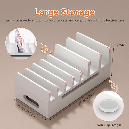 Bamboo Charging Stand for Multiple Devices Phone Watch Stand- White - Image 7