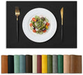 Artoid Mode Black Faux Leather Placemats Set of 8, 12x18 Inch Waterproof Wipeable Heat Resistant Vinyl Halloween Place Mats, Reversible Table Mats for Kitchen Dining Decor by ArtoidMode