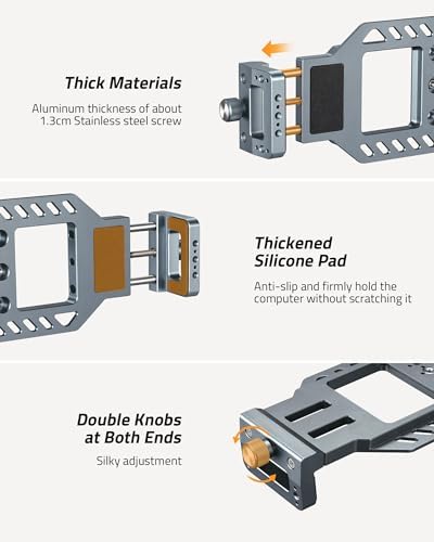Laptop Holder Stand Desk Mount Clamp with 1/4" Srew, Fits Max 16" MacBook Notebook, Aluminum Large Clamp Clip for Tripod - Image 2