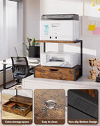 IBUYKE 2 Tier Desktop Printer Stand with Storage Drawer TLJ015H - Image 2