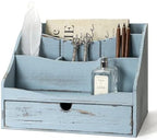 RebeeVision Mail Organizer: Wood Desk Organizer with 4-Slot for Office,Blue by REBEEVISION
