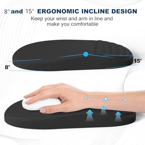 Ergonomic Mouse Pad and Keyboard Wrist Rest with Massage Design, Space-Saving Mouse Pad Wrist Support, Memory Foam Wrist Rest with Non-Slip PU Base for Computer Desk, Black - Image 3