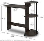 Furinno Compact Desk, 28.5" Wide Gaming Desk with Shelves, Computer Desk with Book Shelf, Office Desk for Home Office, Study Room, Dorm, Bedroom, Espresso - Image 3