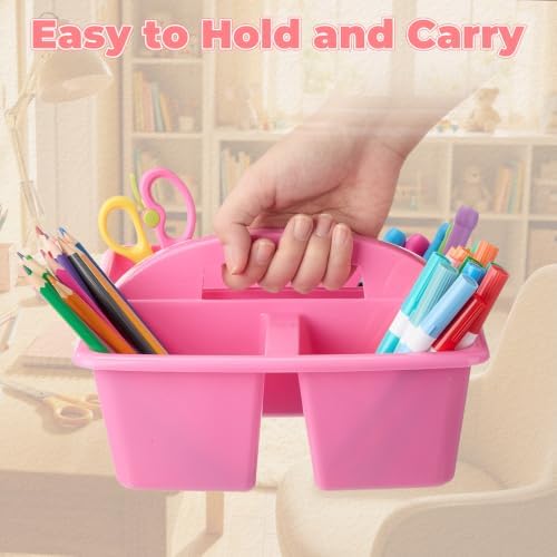 Kathfly 12 Pack Classroom Caddy Organizer with Handle Bulk, Pink - Image 4