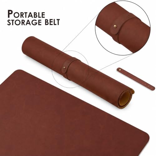 Leather Desk Mat & Mouse Pad - Desk Blotter Large 31.5X 15.8in - Image 2