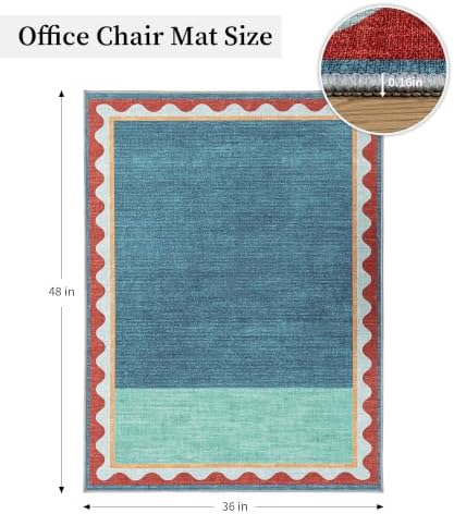 chakme Office Chair Mat for Hardwood Floor, 48"x36" (Blue Scalloped Border) - Image 2
