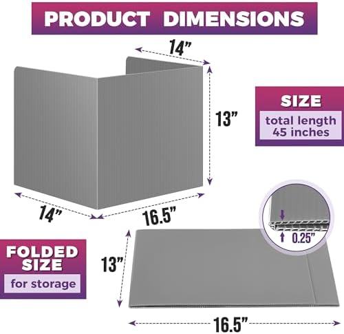 22-Pack Desk Dividers for Students - Waterproof & Durable Plastic Privacy Shield Divider, Classroom Folders Teacher Supplies, Easy-to-Clean Plastic Study Carrel Folder Boards for Student Desks, Grey - Image 4