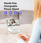 Gifts for Men Women, Bluetooth Speaker Phone Stand with Charging Function 360° Rotable Adjustable Cell Phone Holder HD Surround Sound for Desk Fits All Phones,Tablet (White) - Image 2