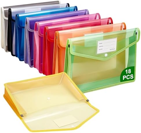 CUTHOLLOW Plastic Expandable File Organizer Folder(No Divider), 18Pcs Waterproof Transparent Document Holder Storage for Receipt/Paper/Bill/Taxes/Letter, Easy to Label A4 Size for School Office Home by CUTHOLLOW