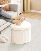 B FSOBEIIALEO Storage Ottoman Heart Shaped Ottoman with Storage,Cream White - Image 6