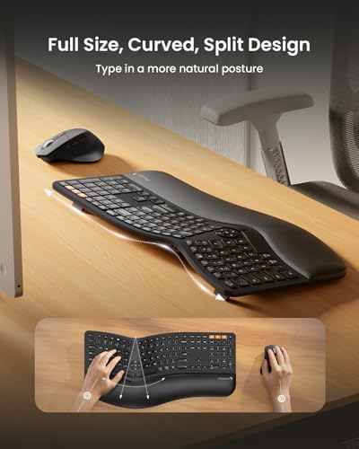 ProtoArc EKM01 Plus Wireless Ergonomic Keyboard Mouse Combo - Black - Image 2