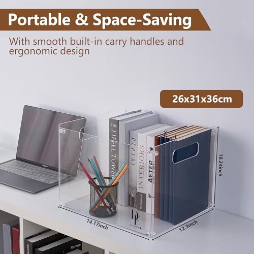 Clear Acrylic File Organizer, with Handles – Easy Assembly Required, Acrylic File Holder for Office, Letter/A4 Documents, Magazines & Binders – Fits Standard 8.5"x11" Paper Perfectly - Image 2