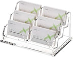 YUXUN Business Card Holder for Desk, Acrylic Business Card Display Stand with 6 Slot, Office Desk Accessories for Man &Woman,300 Cards Capcity, Clear by AcrylicBusinessCardHold