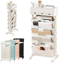 5 Tier Rolling Book Cart Multi-Functional Movable Storage Bookshelves by Unknown