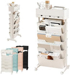 5 Tier Rolling Book Cart Multi-Functional Movable Storage Bookshelves by Unknown