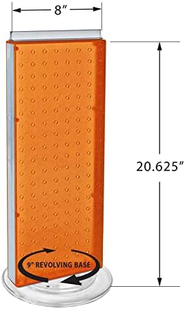Azar Displays 700508-ORG-4C16 8-Inch W by 20-Inch H Revolving Black Pegboard Counter Display with 16-Pack of 4 inch Locking Hooks, Orange - Image 3