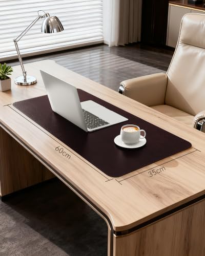 YSAGi Genuine Leather Desk Mat, 23.6"x13.8" Office Desk Pad, Thick Desk Pad Mat with Stitched Line, Non-Slip Desk Mat with Rubber Base (Red Brown, 23.6"x13.8") - Image 7
