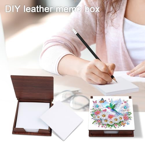 4pcs Mandala Flowers Diamond Art Painting Note Box for Adults, Wooden DIY Sticky Notes Holder Kit with 640 Blank Notepads, Multi-Purpose Desk Organizer for Home Office, Study Thoughtful Gift - Image 6