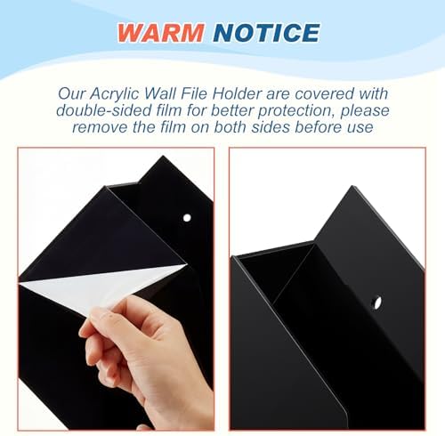 Feifeiya 1 Pcs Black Acrylic File Holder Wall Mount, 14"x8.3"x2.4" - Image 4