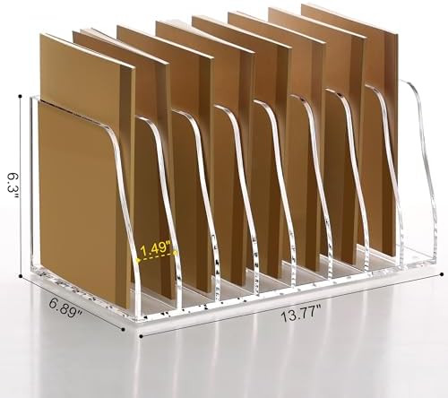 SANRUI Acrylic Desk File Organizer, 8 Slot Clear Magazine File Holder - Image 2
