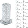 Azar Displays 700220-CLR-2C16 Four-Sided 4”W x 12” Revolving Pegboard Tower Kit Counter Display with 16-Pack of 2 inch Locking Hooks, Clear by AzarDisplays