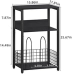 LELELINKY Black End Table, Small Side Table with Metal Frame,Modern Record Player Stand with Storage Shelf, Wood 3 Tier Sofa Bedside Tables, Narrow Nightstand for Living Room Bedroom Office - Image 7