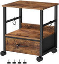 HOOBRO 2-Tier Printer Stand, Under Desk Printer Table with Drawer, Printer Cart with Storage, with Casters/Adjustable Feet, for Home Office, Study, Living Room, Rustic Brown and Black, BF20PS01 by HOOBRO