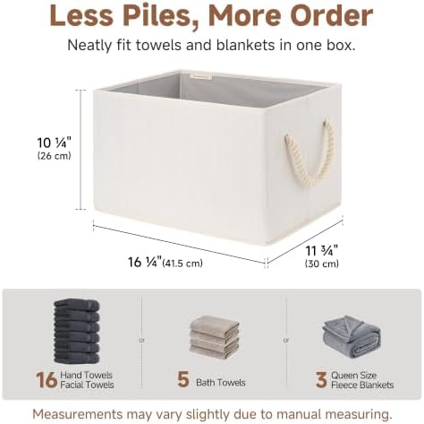 StorageWorks Storage Bins with Rope Handles, Ivory White, Extra Large - Image 3