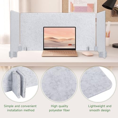 Desk Privacy Panel Acoustic Divider Panel Portable Desk Partition Desk Divider Noise Visual Isolate Table Divider for Student Study Office Library (Gray-6, 23.6" x 23.6") - Image 3
