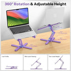 OMOTON LA10 360° Rotating Laptop Stand Riser Foldable for Desk, Purple - Image 2