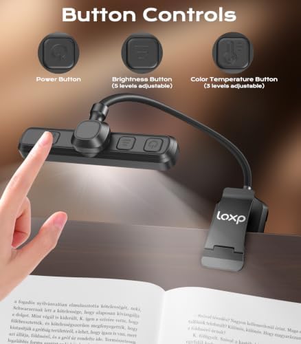 Book Stand with Light, 360° Rotating Holder with Page Clip, Ergonomic - Image 2