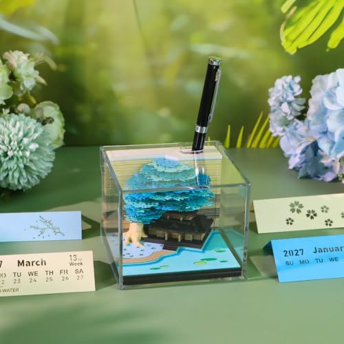 3D Time Piece Calendar, 2027 Desk Calendar With LED Light, 3d Tree Memo Pad Creative Desk Calendar, Christmas Gift for Colleague Friend, Desktop Decoration - Image 5