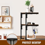 Clamp-on Desk Shelf, 13 inch Above or Below Desk 2-Tier Shelving, Adjustable Metal Storage Tray for Gaming Devices or Office Desk Accessories and More, Brown, Patent Pending - Image 6