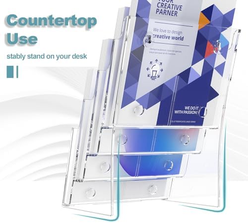 Brochure Holder 8.5x11 Inch 4 Tier with Removable Divider for 4x9 inch Clear Acrylic Pamphlet Display Stand Holder Countertop Use or Wall Mount for Office, Lobby, Hotel, Trade Show, 2 Pack - Image 3