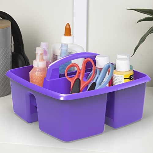 Storex 3-Compartment Small Craft Caddy – Multipurpose Classroom Organizer with Handle, Purple, 6-Pack (00944C06C) - Image 4